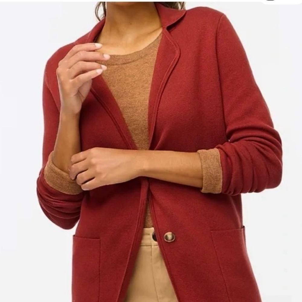 J. Crew Factory Blazer Rust Knit Two Button Jacket NWT XXSP Quiet Luxury